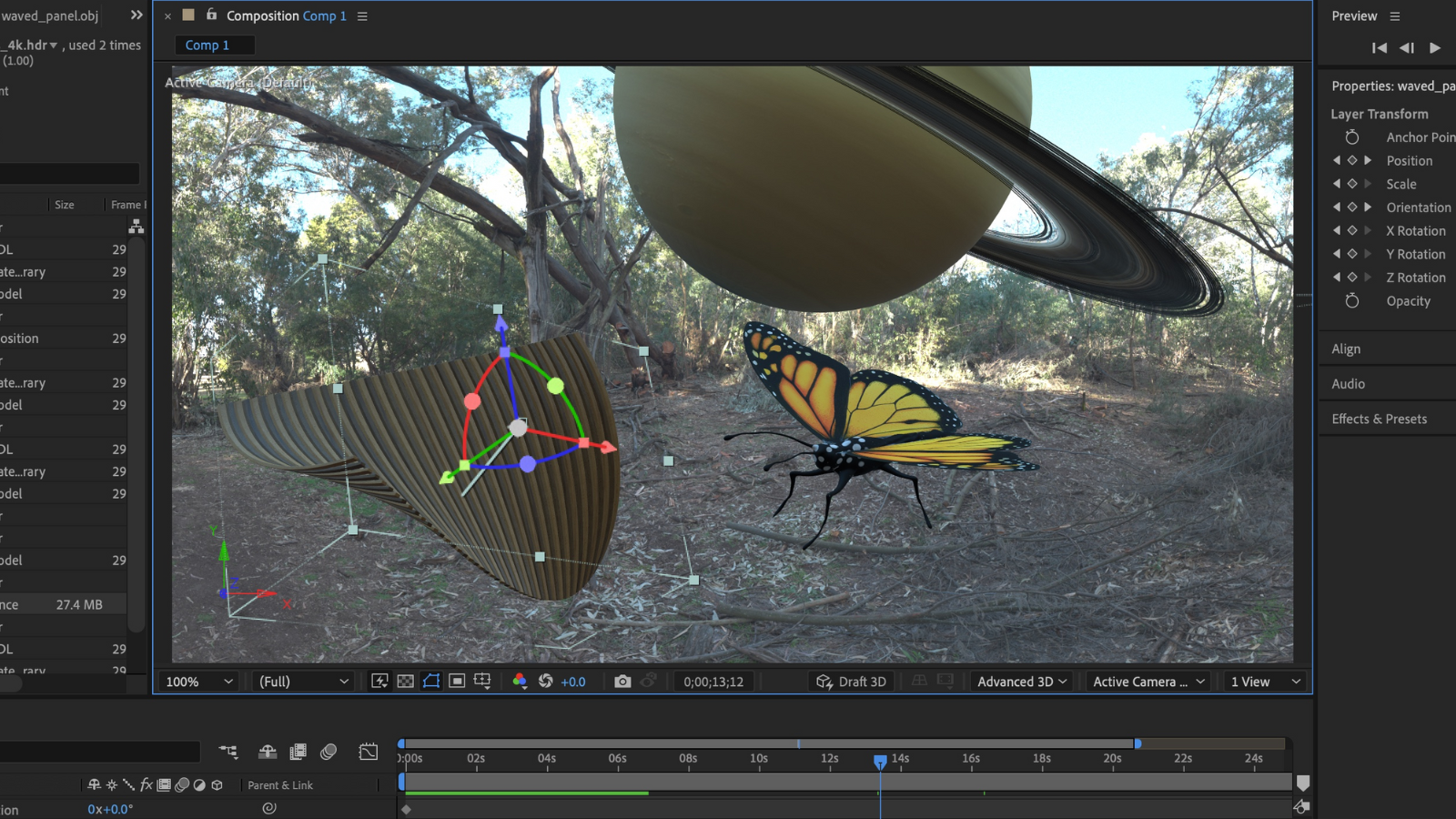 Adobe After Effects màn hình